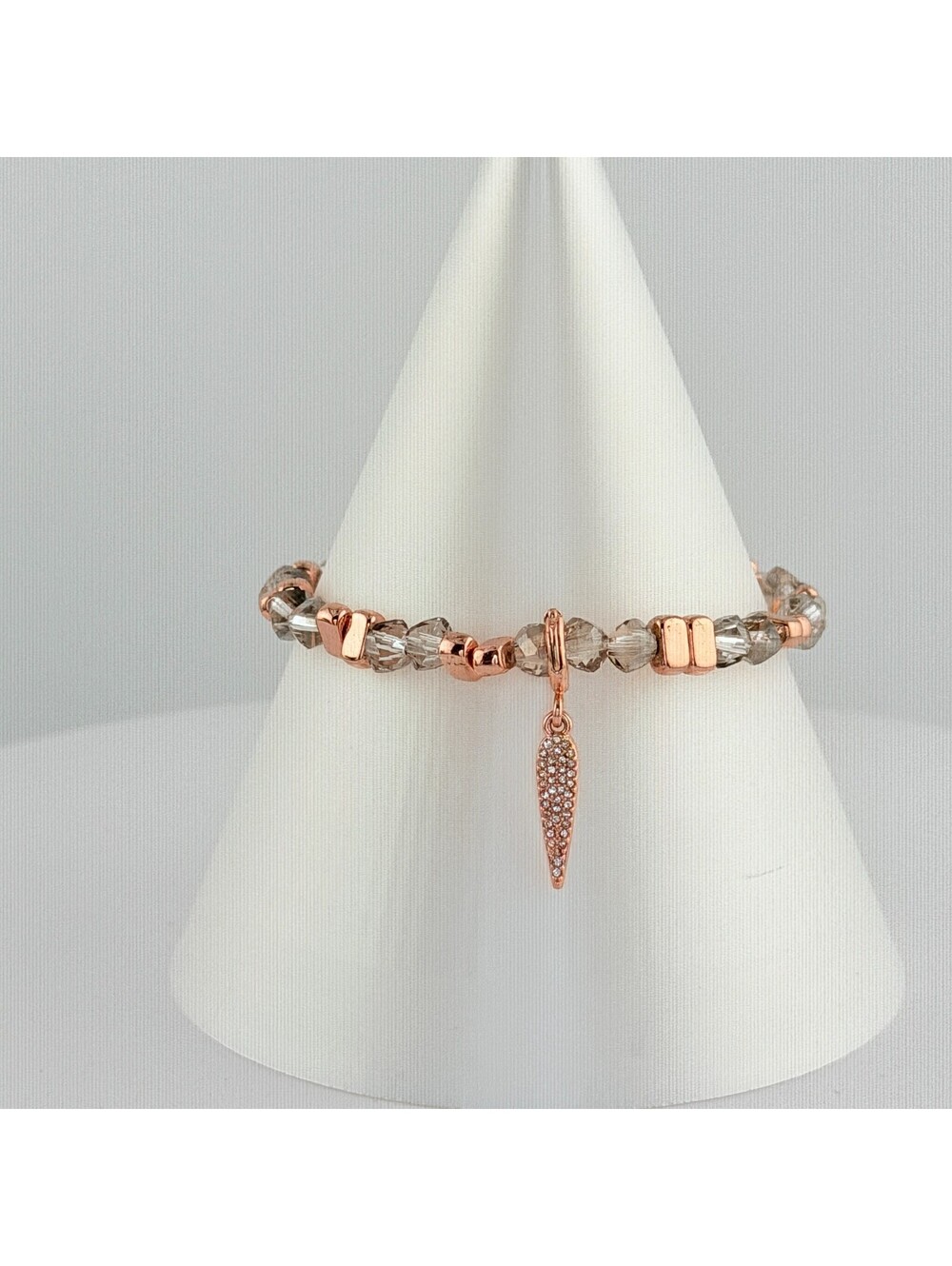 Bomb Party Single Stack Stretchy Beaded Bracelet - on Rose Gold #41